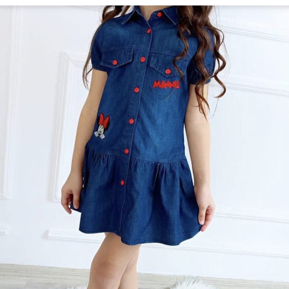 Disney Minnie Mouse Denim Dress Kids Free Mood Size: 3-4Y